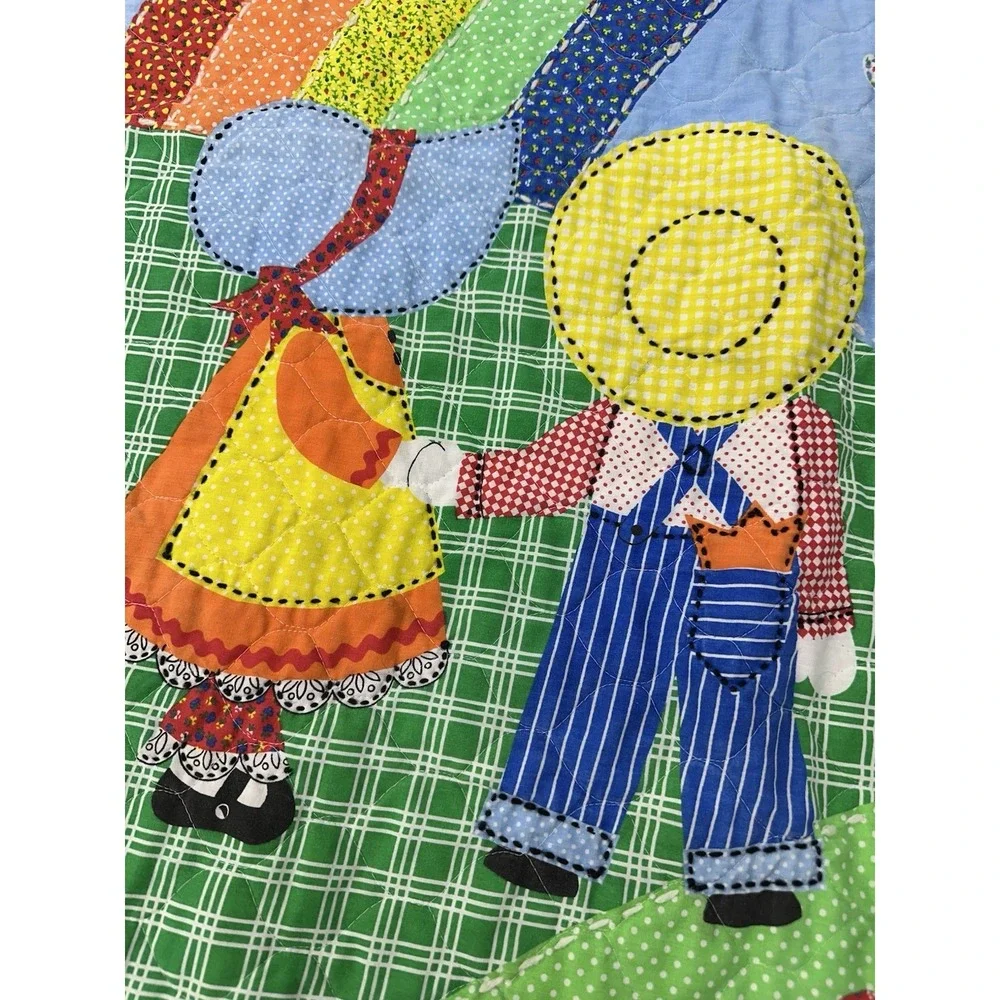 Sunbonnet Sue Overall Sam VTG 1980's Rainbow Quilt Wall Hanging 34